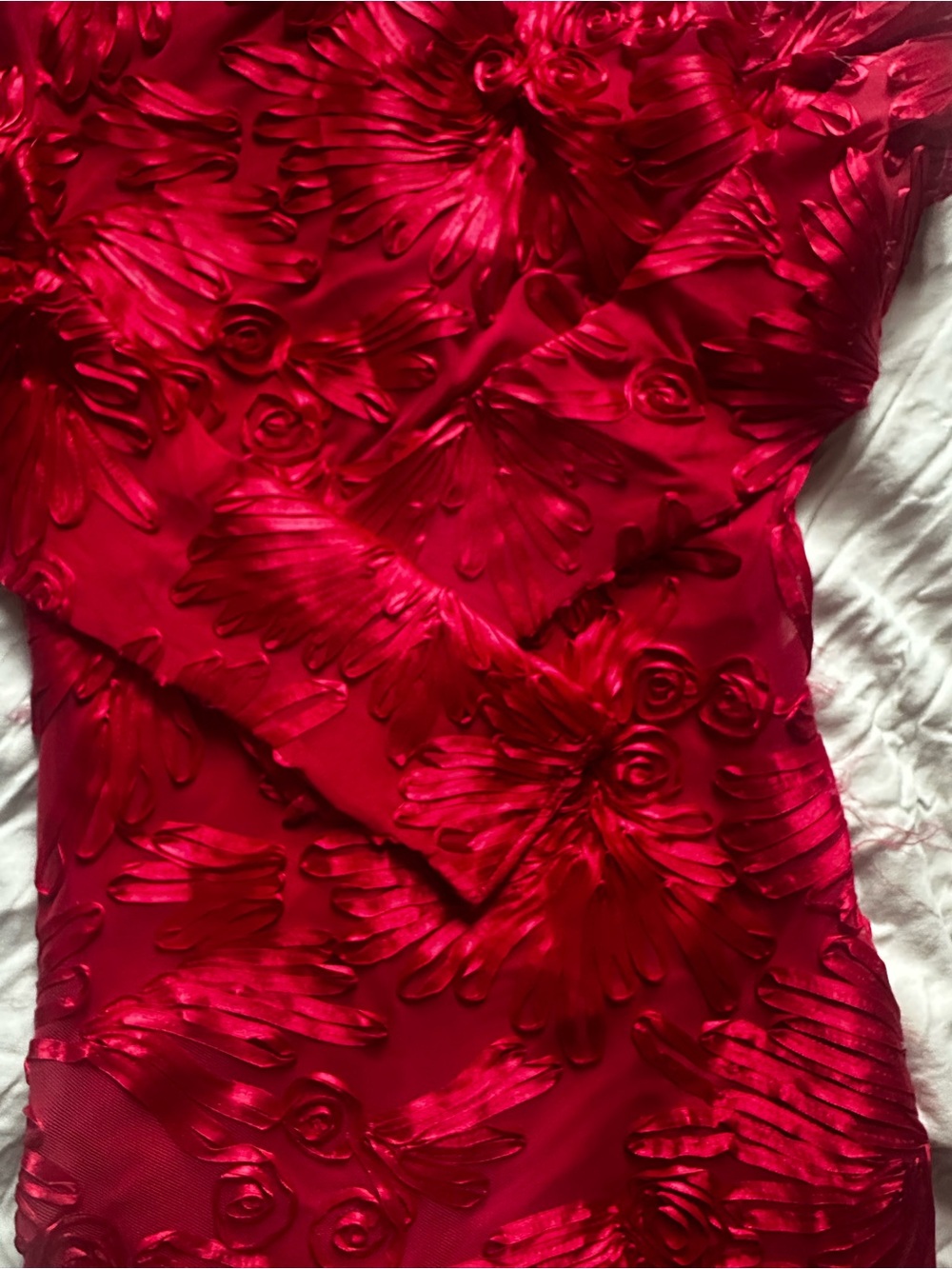 YAS Yasfloree Persian Red Floral Appliqué Long Sleeve Maxi Dress S NWT - Picture 6 of 13